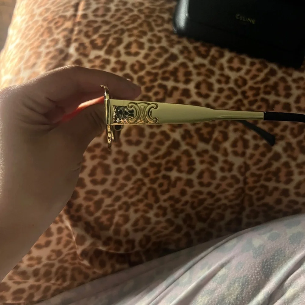Celine Gold and Brown Geometric Sunglasses - Picture 6 of 6